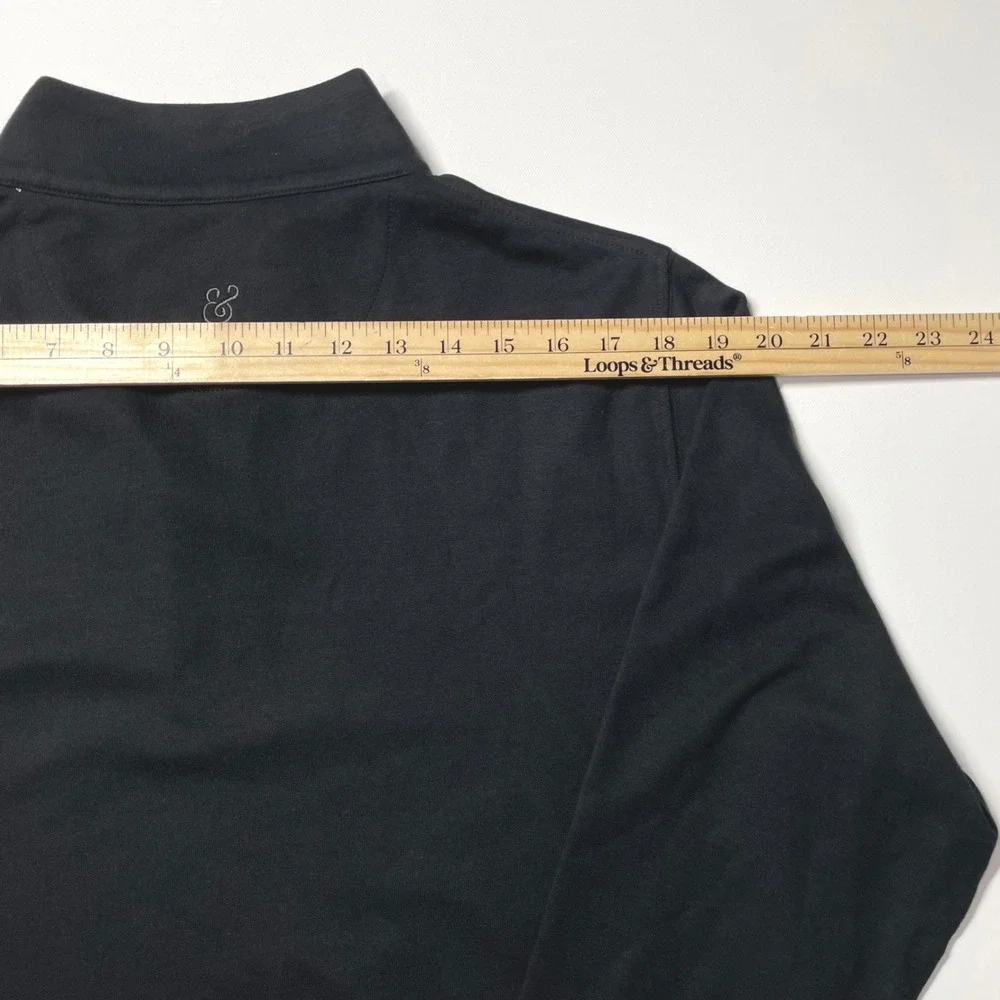 NWT Collars & Co Cloud Cotton Quarter Zip Pullover Sweater Mens Large Black Grey